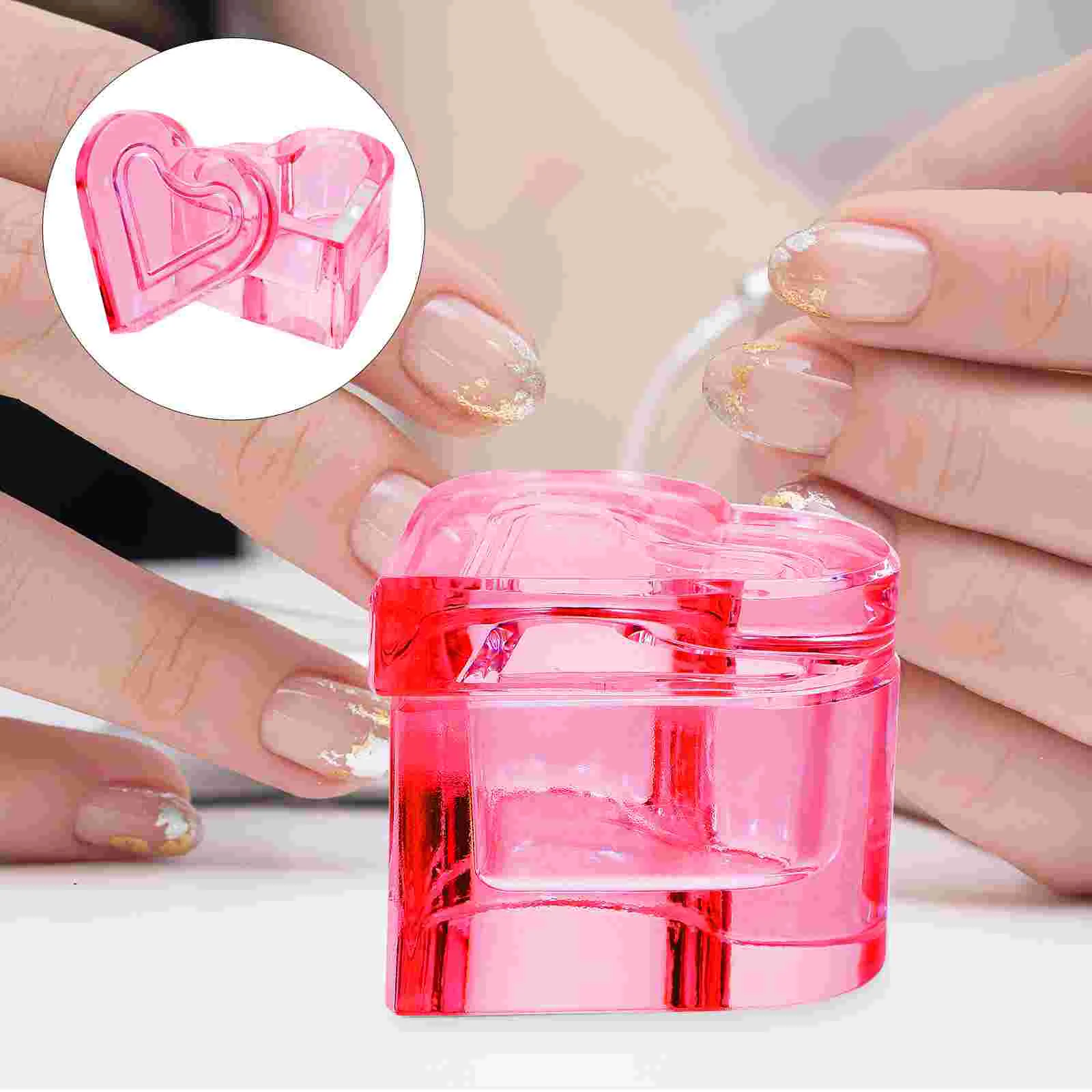 Coração em forma de cristal acrílico prego tigela, Vidro Dappen Monômero Prato, Tampa do copo, Pó líquido, Manicure