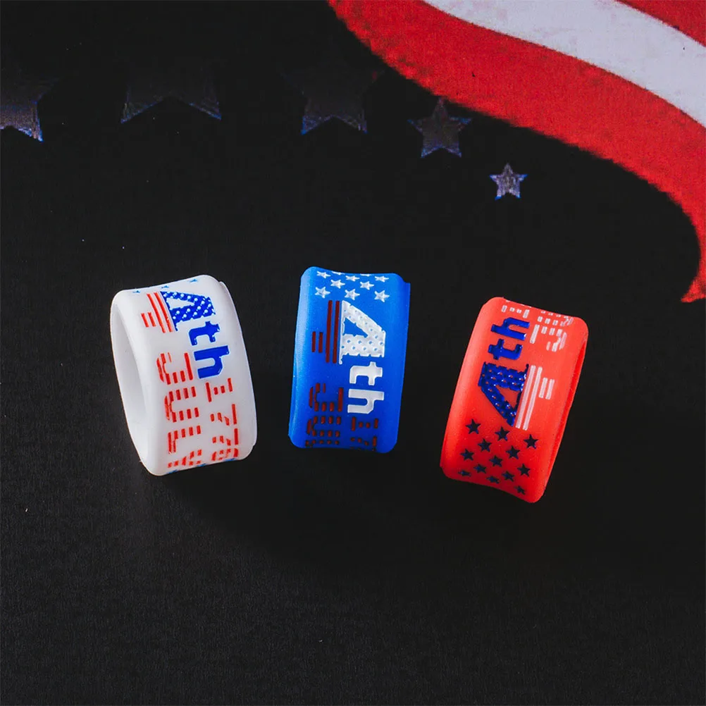 

4 Pcs Silicone Ring American Flag Rings Brand Gifts Party Independence Day