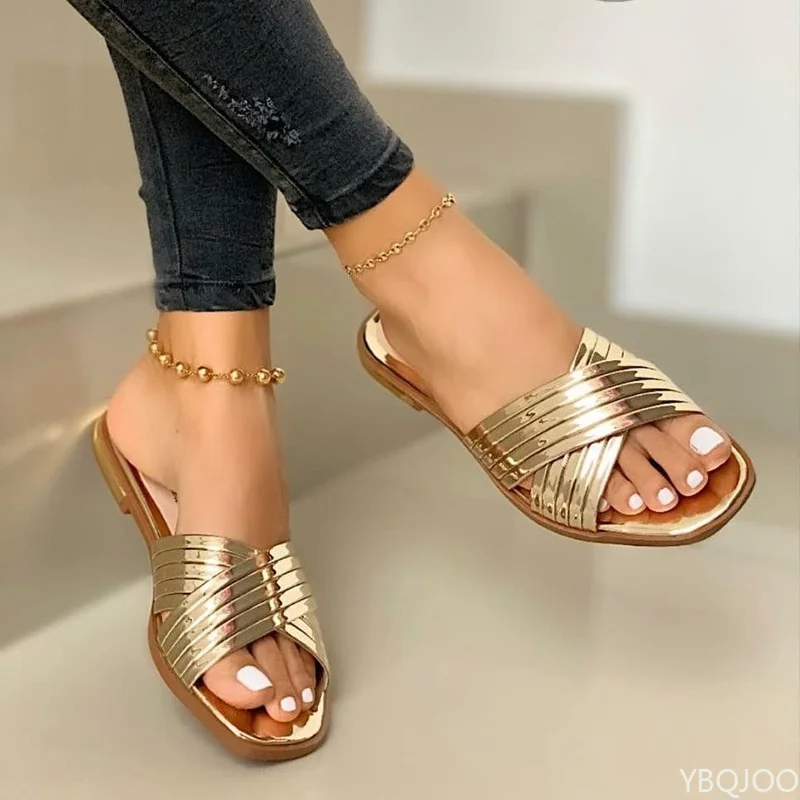 Plus Size Ladies Slippers Women Fashion Cross Sandals 2023 New Summer Women Shoes Outdoor Flat Sandals Slippers Sandalias Mujer