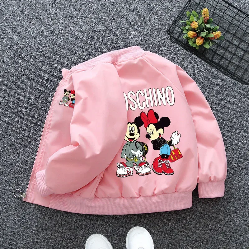 2024 Spring Children Girls Boys Jacket Coat Cartoon Mickey Minnie Mouse Middle And Little Kids Fall Fashion Outerwear Clothing