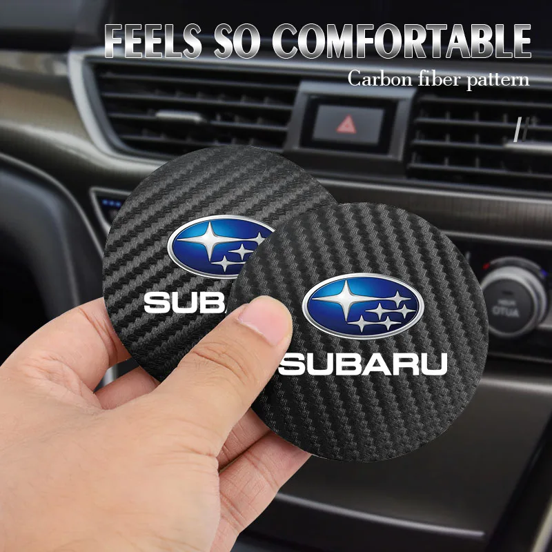 2 قطعة كوب ماء من الألياف الدقيقة الكربونية وسادة مضادة للانزلاق ملحقات السيارة Ies لسوبارو STI XV BRZ الذكية Crosstrek Impreza Levorg Mpreza 2006 #2