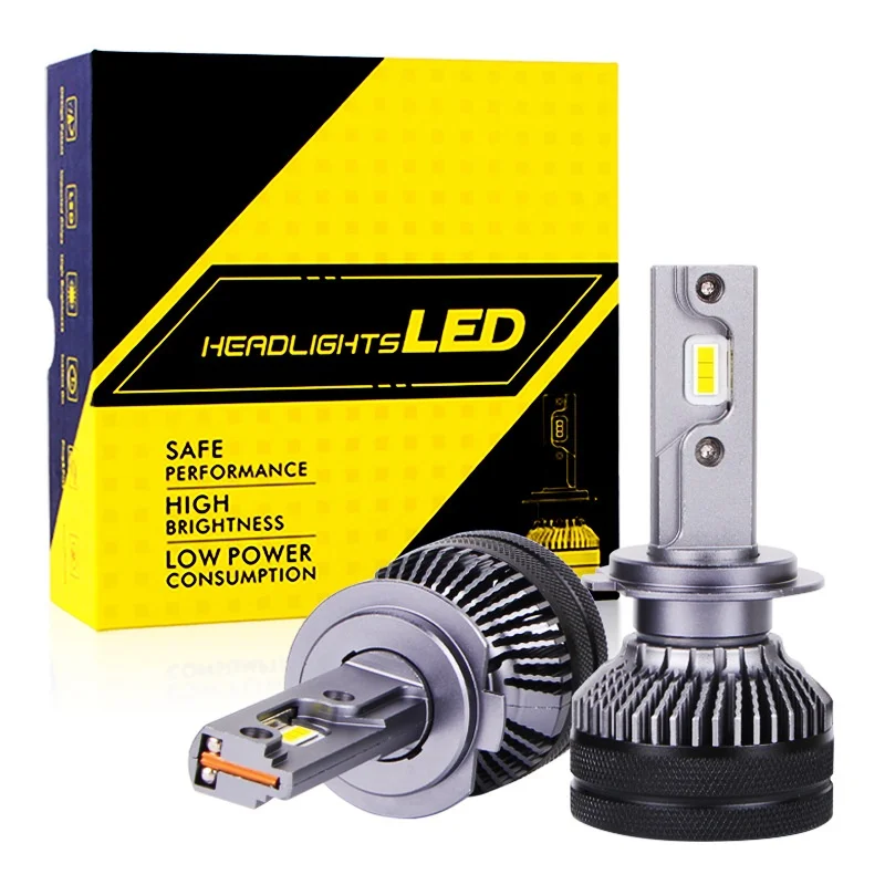 Super Bright T50 LED Car Headlight H7 H11 Modified 6000K White Light 160W Double Copper Tube Far Integrated Aluminum 55W H1