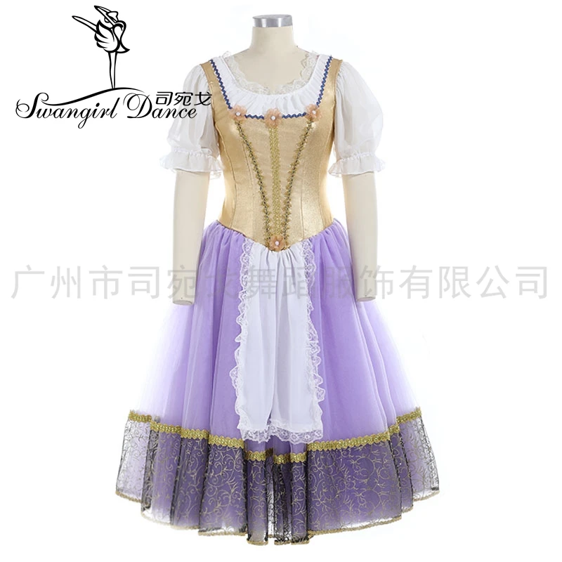 

Gold performance ballet dress tutu stage costumes for girls yagp professional dancing ballet long dress BT3028B