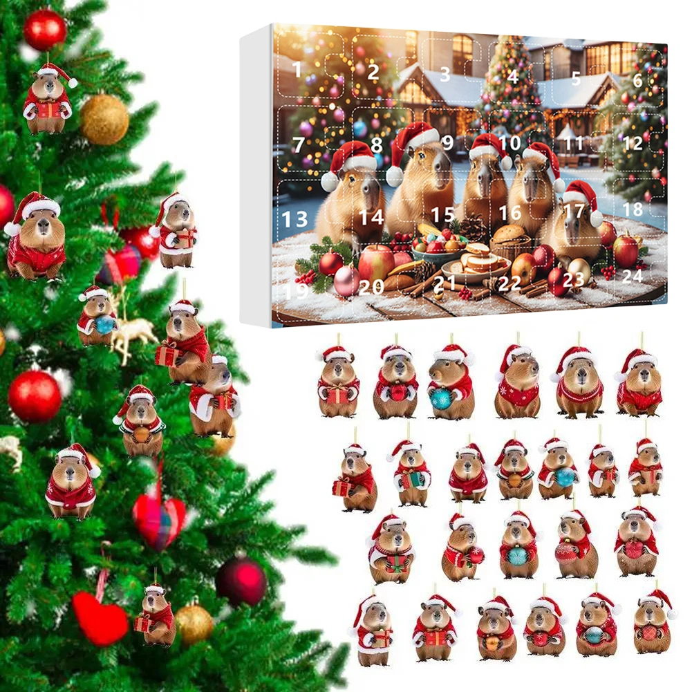 Capybara Advent Calendar 2024 Xmas Countdown Calendar Cute Capybara Christmas Ornaments Christmas Tree Ornaments Christmas Gifts