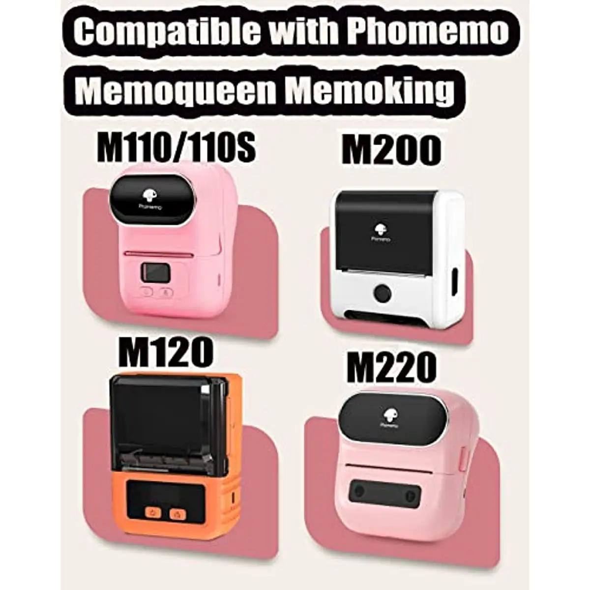 Phomemo M110 Labels Color M200 Label 40x30MM for M220 M200 M120 M110S M110 Printer Labels Pink/Khaki/Blue 230 Pcs/Roll,3 Rolls