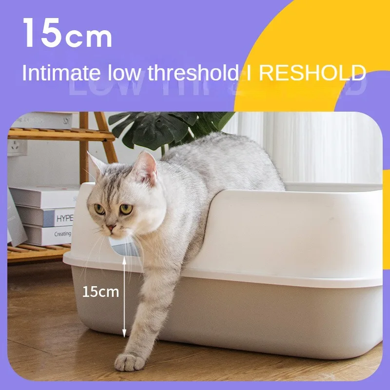 Multi-Semi-Closed Litter Box Oversized Splash-Proof Toilet Removable and Washable Pet Cleaning Supplies Get Scoop