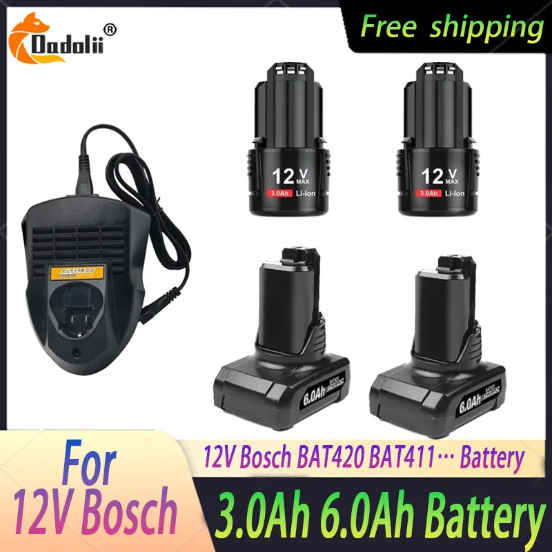 for 12V Bosch Li-ion BAT420 BAT411 Replacement Battery for Bosch BAT411 BAT412 BAT413 BAT414 10.8V Battery Cordless Power Tools