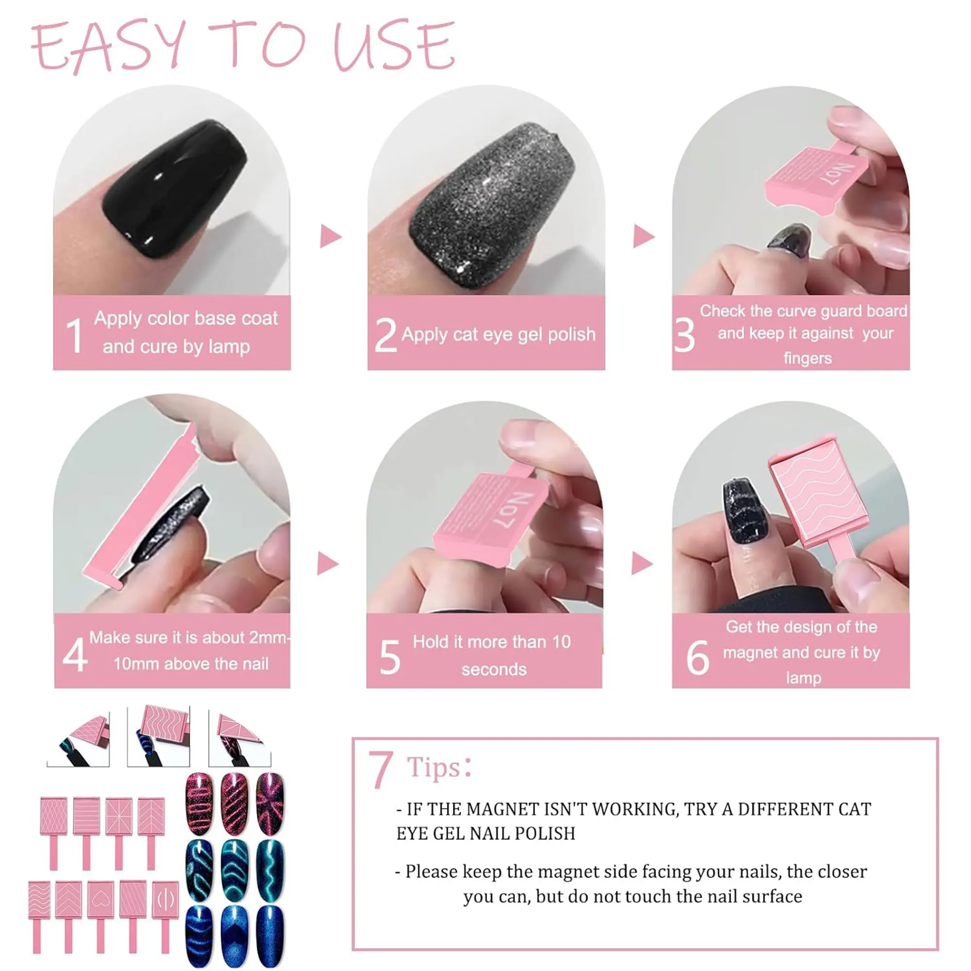 ネイルマグネットツール磁気ポリッシュキャットアイマグネットスティック超強力両頭マグネットワンドフラワーデザイン3DネイルアートDIY