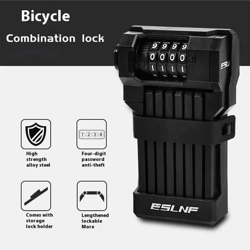 ESLNF Bicycle Folding Lock Battery Car Alloy Shear And Compression Anti-theft Lock Outdoor Mountain Bike Combination Lock