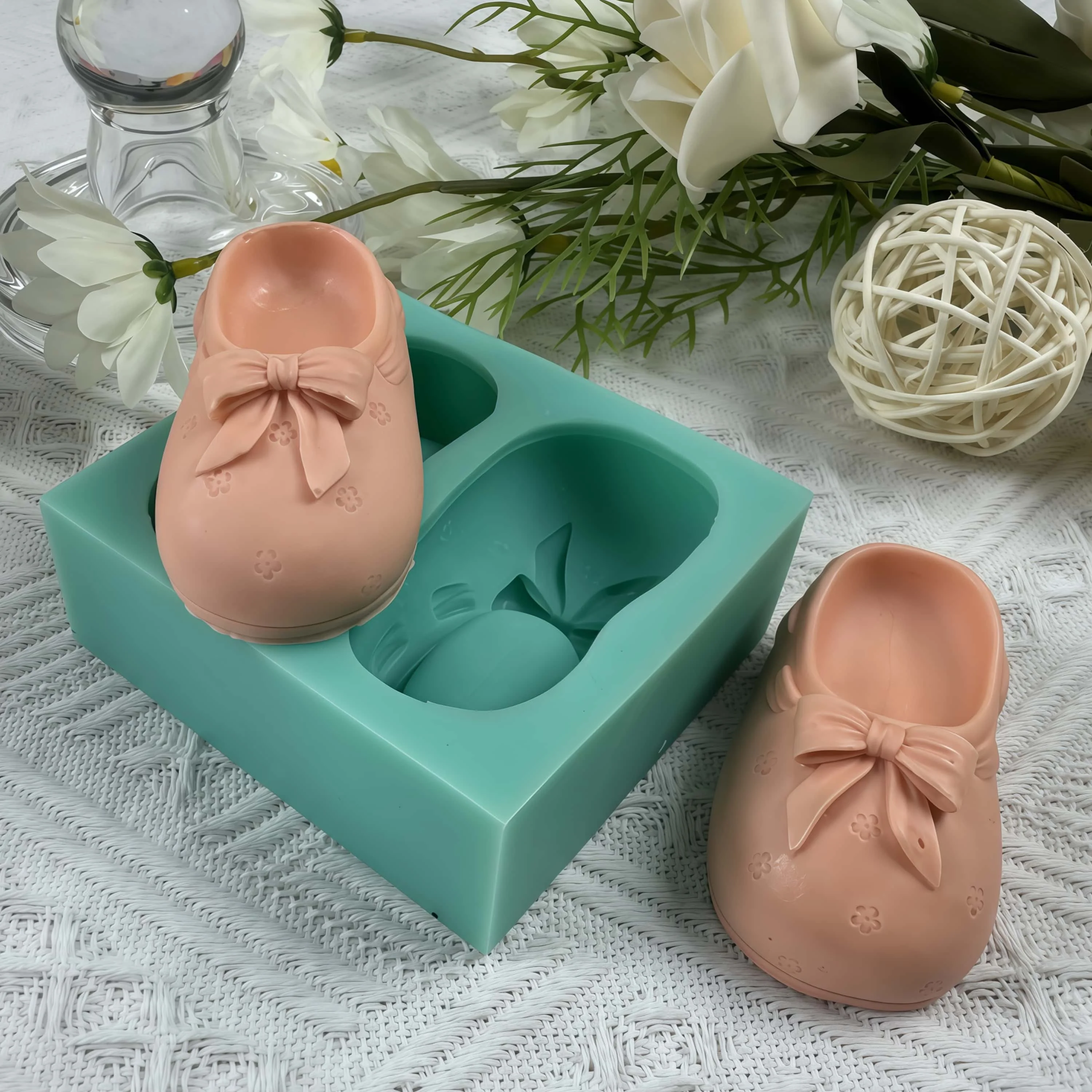 3D buta DIY silikonowe do mydła formy pachnące wosk Melt formy świec czekolada forma do masy cukrowej zdobione epoksydowe gipsowe formy rzemieślnicze