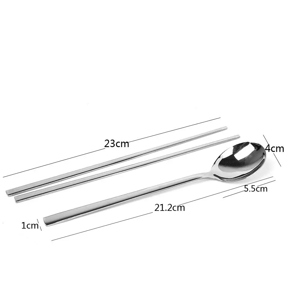2 sets Korean Stainless Steel Chopsticks & Spoons Tableware Dinnerware Durable Light Luxury Stainless Steel Tableware - view 6