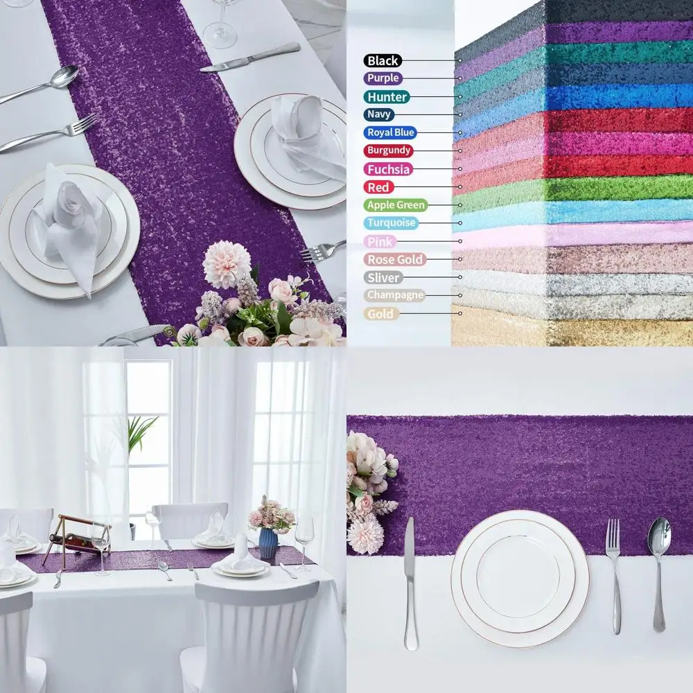

Purple Sequin 12ft Runners Set of 10 for Weddings, Parties, and Showers