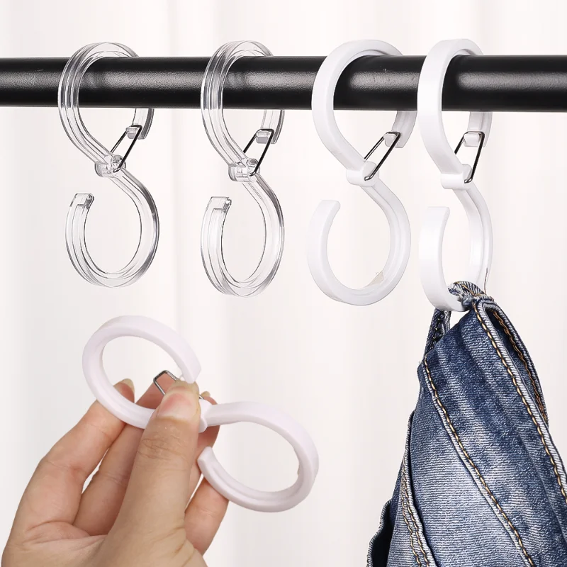 10/1PCS Windproof S-Shape Hooks With Buckle Home Kitchen Pot Rack Bedroom Bags Clothes Towels Closet Rod Plastic Hanger Hooks