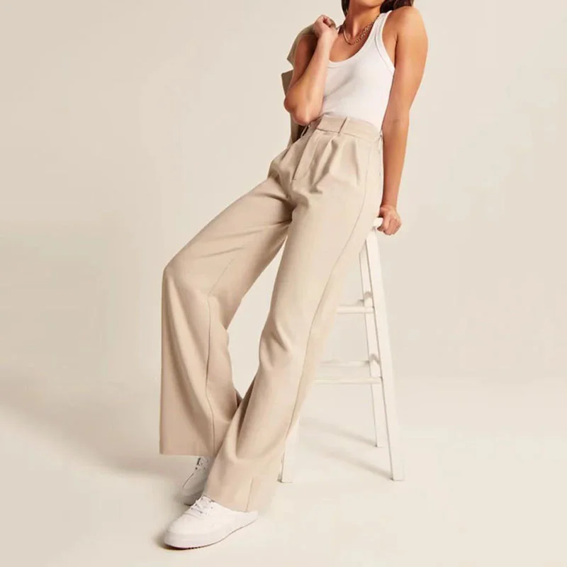 2023 New Summer Women\'s Pants Casual Loose High Waist Wide Leg Trousers Women All-Match Office Straight Suit Pants Hot