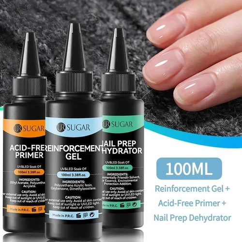 UR SUGAR 100ml Gel de refuerzo deshidratador de preparación de uñas arte de uñas Soak Off UV LED Base Gel sin limpiar capa superior barniz manicura