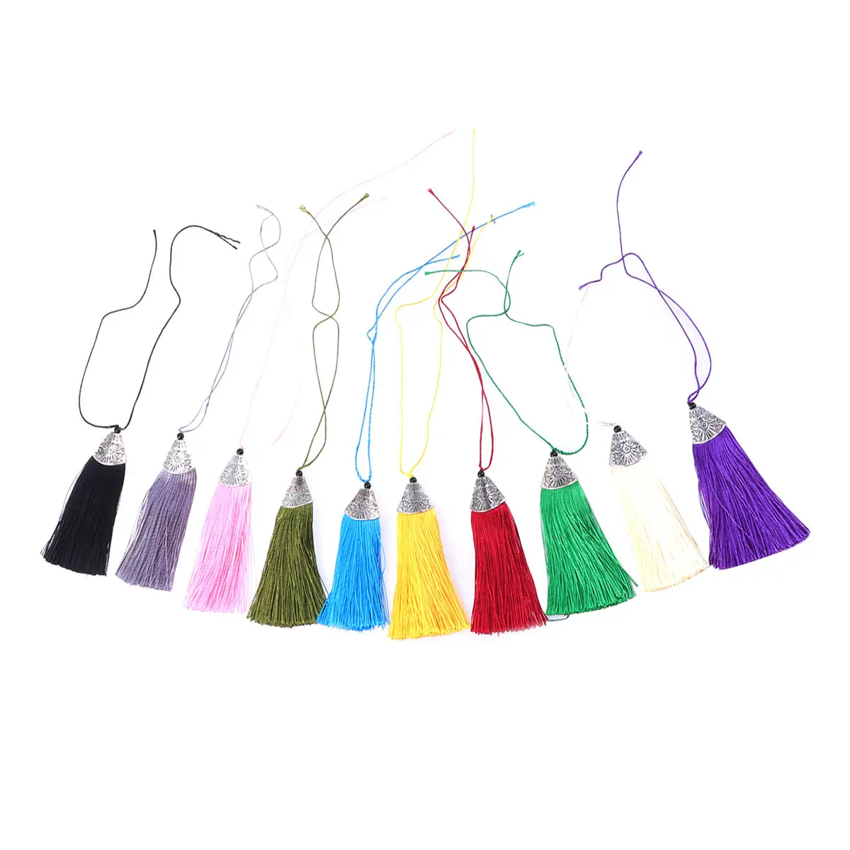 

10 шт. металлических подвесок-кисточек ручной работы из шелка для ожерелий, браслетов, закладок, свадебных сувениров, украшений для вечеринок