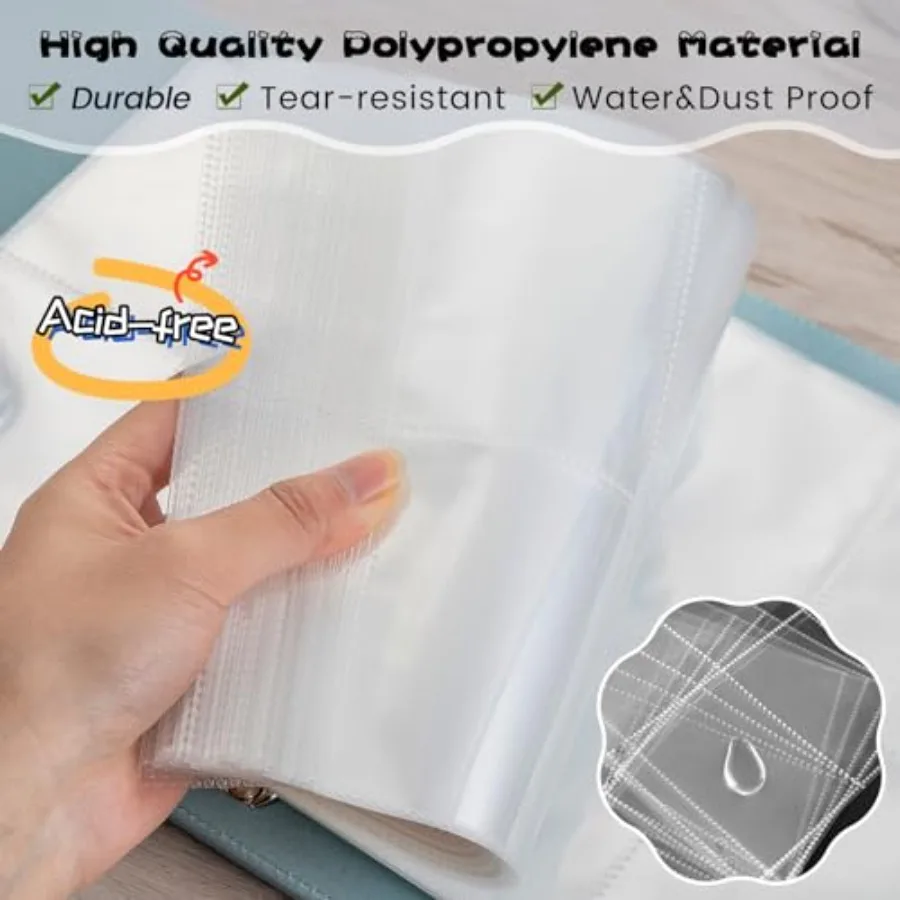 70 حزمة 560 جيوب 2.5x3.5 4 جيوب بطاقة الموثق الأكمام بطاقة التداول الأكمام ل A5 3 حلقة الموثق DoubleSided UltraClear Remov