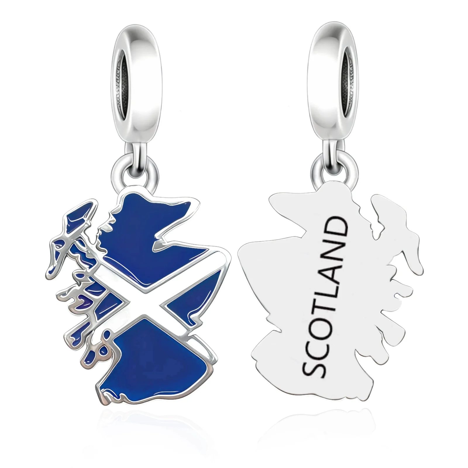 Huoonew Fit Original Pan Charm Bracelet 100% 925 Sterling Silver SCOTLAND Map Flag Bead For Making Country Lover Berloque DIY