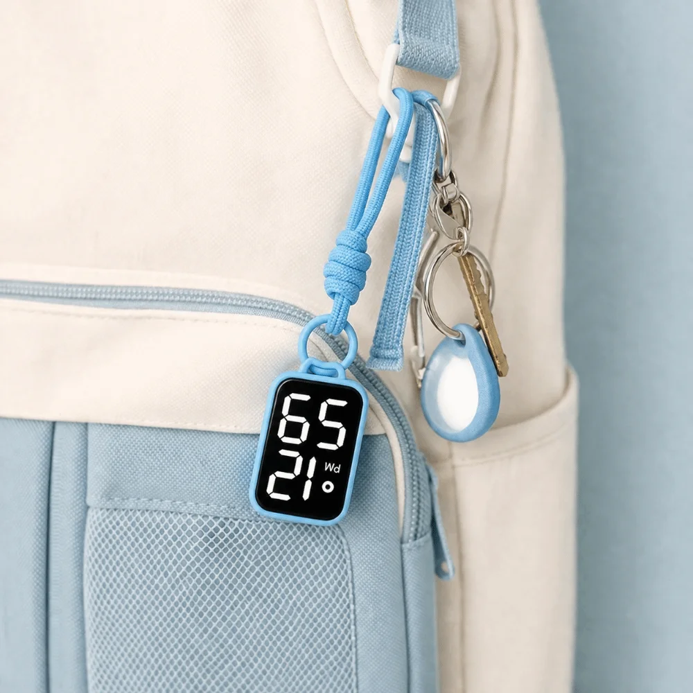 LED Pocket Watch Keychain Big Numbers Digital Display Electronic Hanging Watch Waterproof Multipurpose Digital Watch Kid Adult