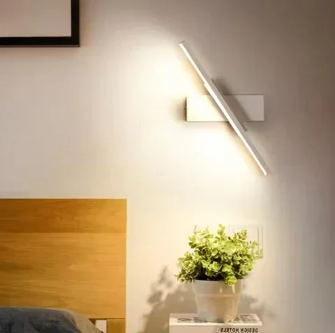 Lampu Dinding LED Nordik, lampu tembok berputar Modern minimalis kamar tidur, lampu samping tempat tidur, tangga kreatif untuk ruang tamu 30cm