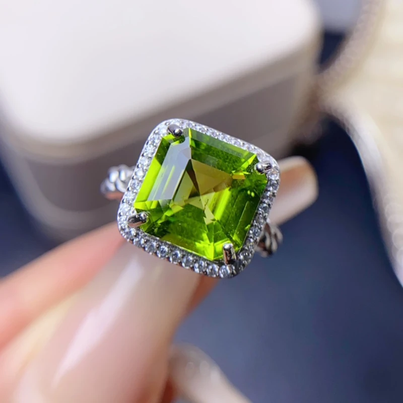 Natural Olivine ring for women silver 925 jewelry luxury gem stones 18k gold plated free shiping items Party Gift