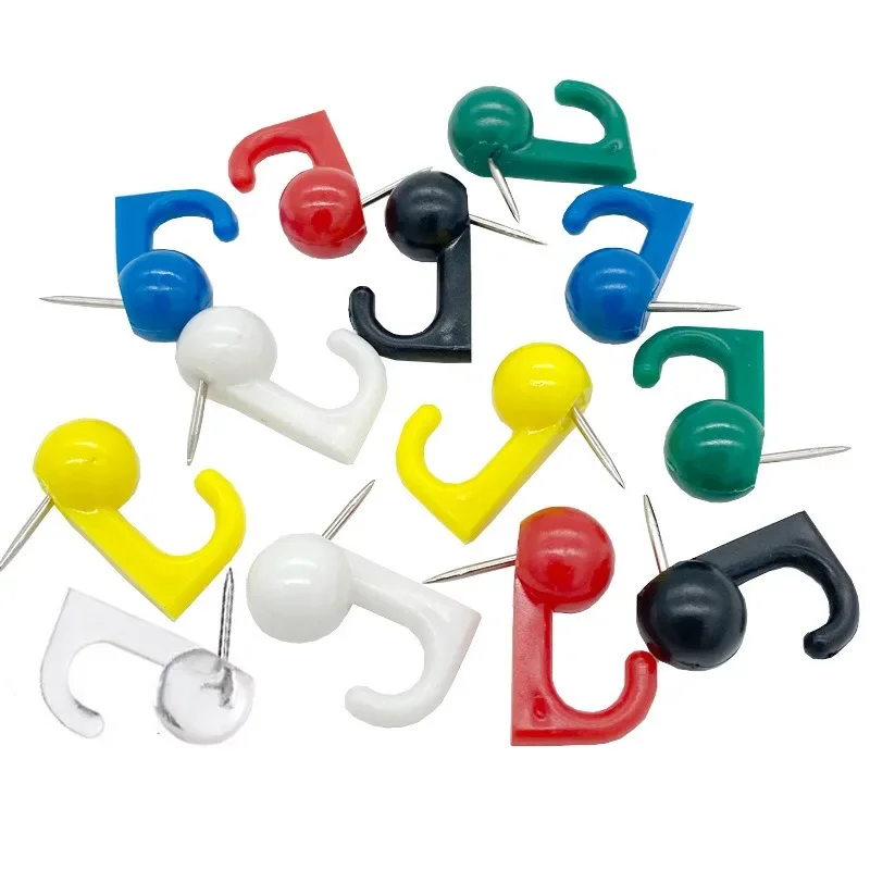 50Pcs Push Pin Hooks Plastic Heads Thumbtack Hooks Decorative Thumb Tacks Hook Back Push Pins Hook for Cork Board Bulletin Board