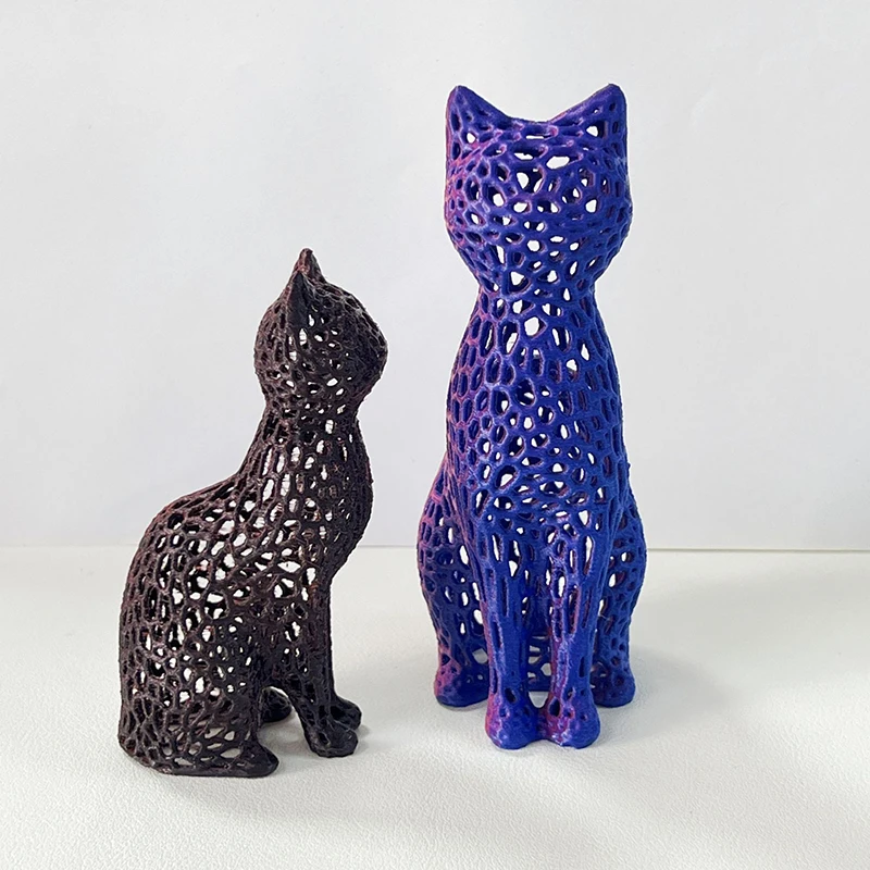 중공 고양이 조각상 수집용 3D 프린트 고양이 조각상, 홈 오피스 데스크탑 고양이 장식, 고양이 애호가