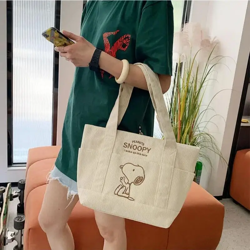 Snoopy Handbag Large Capacity Canvas Tote Bag Casual Shoulder Handbag Commuting Work Shopping Bag Christmas Gift