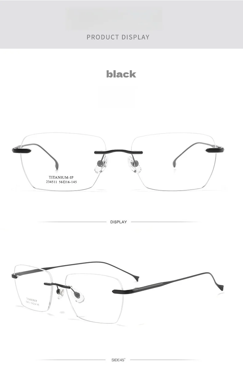 F·DRACON Neue rahmenlose Herrenbrille aus reinem Titan mit ultraleichter polygonaler optischer Korrektur für Herrenbrillen 234510wk – Detail 7