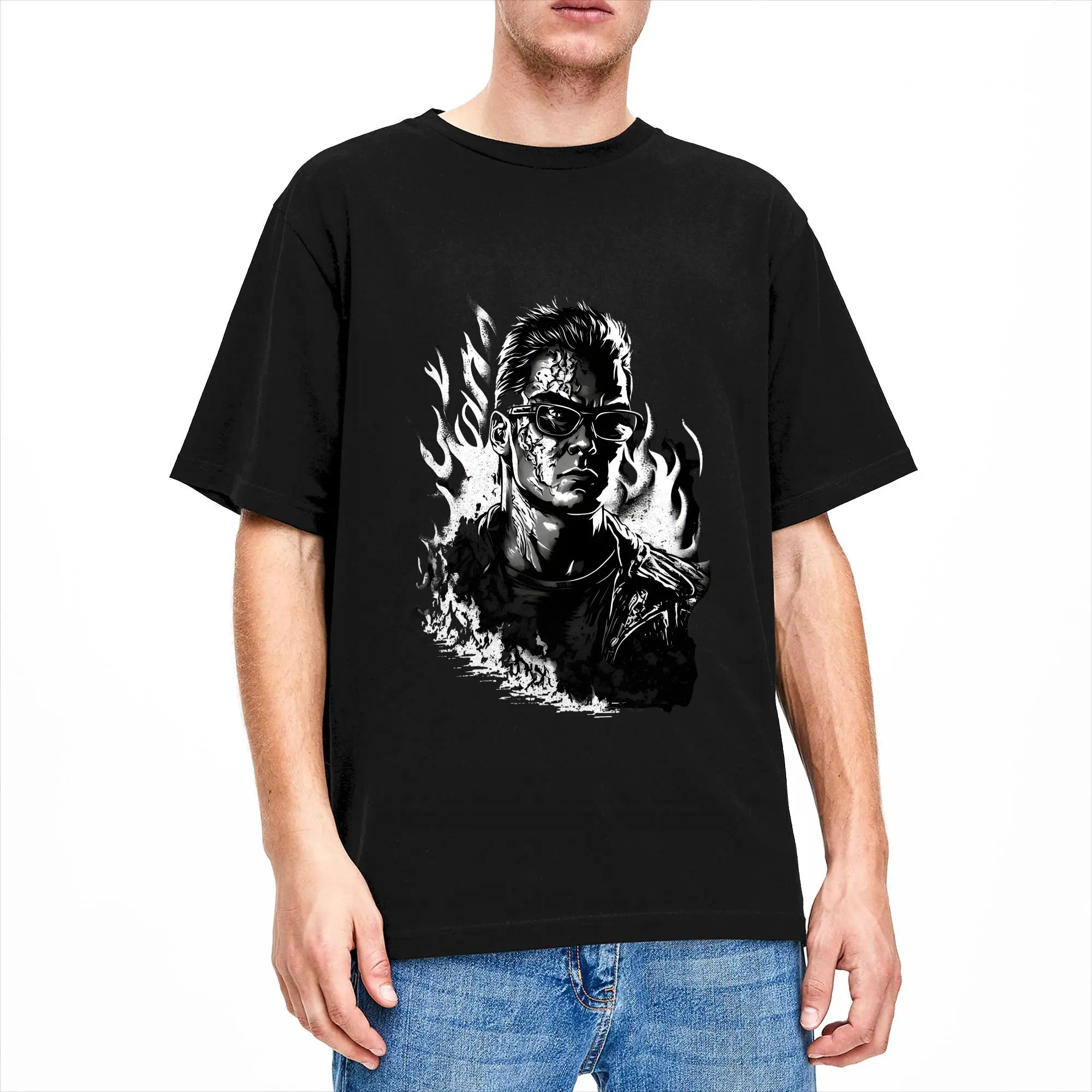 Streetwear T Shirt Beach Johnny Cage Mortals Kombats Original Artwork Hip Hop T-Shirts  100% Cotton Tshirt for Men's Casual Tees