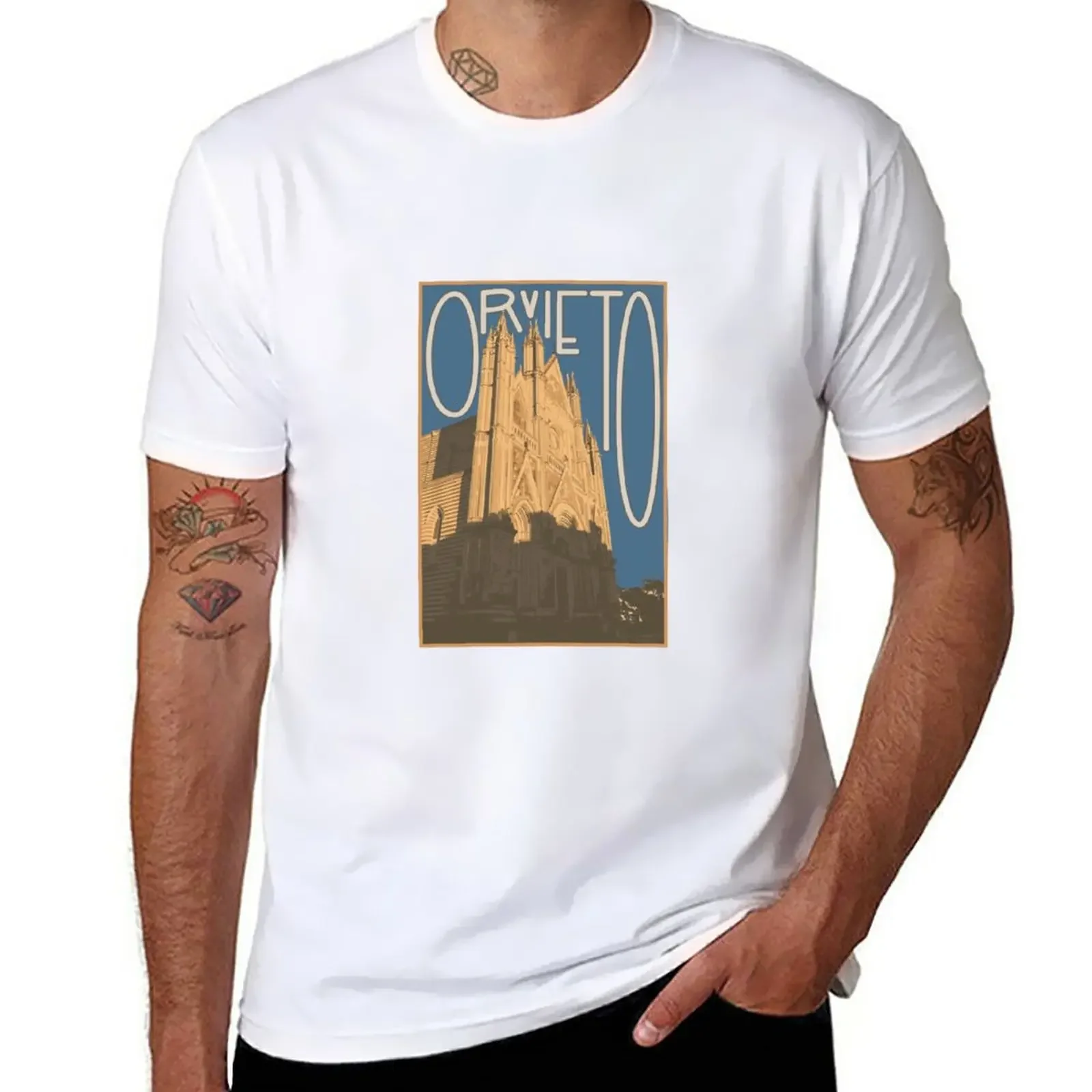 Orvieto Vintage Postcard T-Shirt graphics Short sleeve tee cute clothes t shirt for men