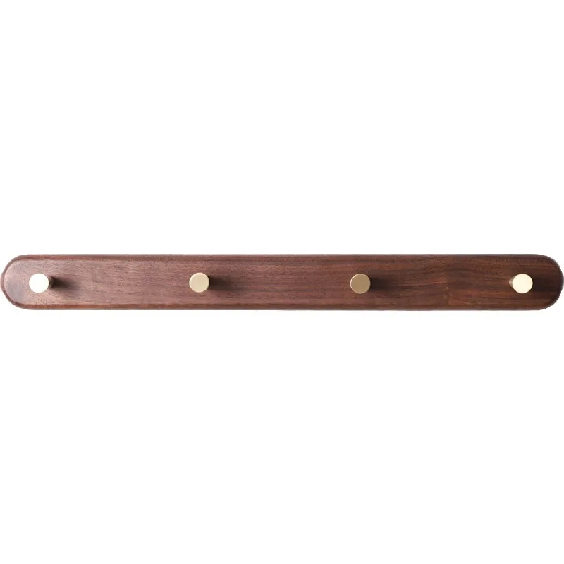 HeMu Black Walnut Wood Clothes Hook, Wall Non-perforated Brass Hanger, Bedroom Foyer, Solid Wood, Creative Rack