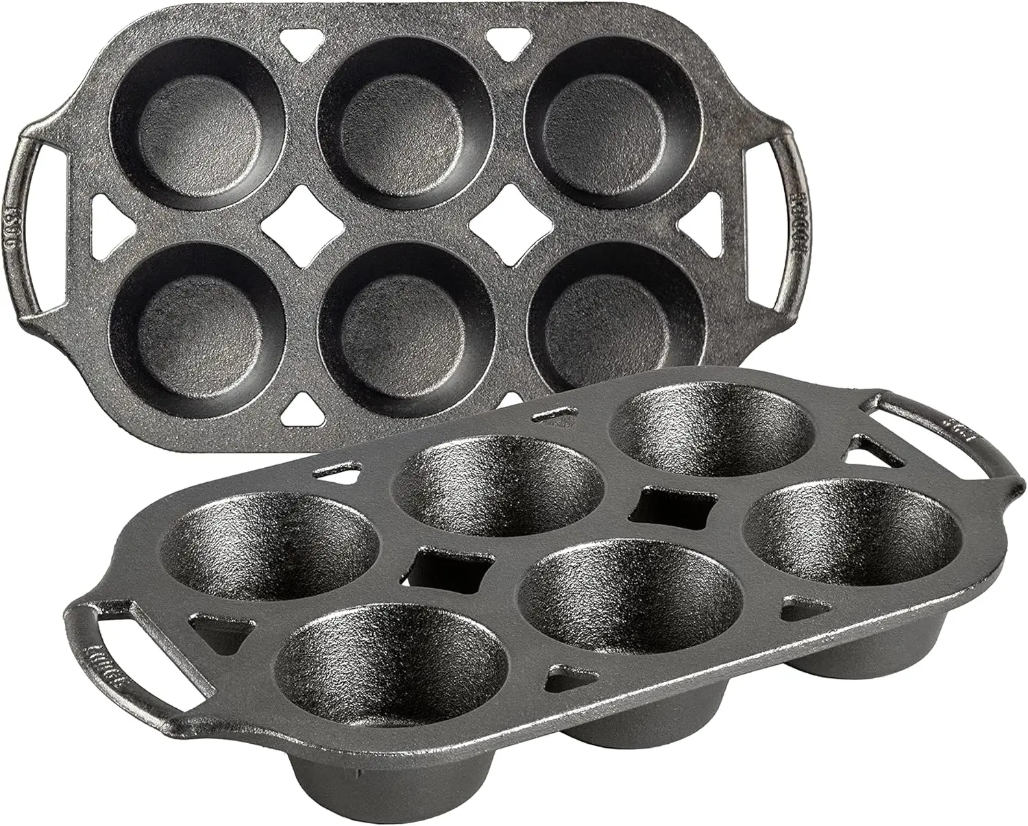 

Cast Iron Muffin Pan, Set of 2 - 6 Wells Each, Pre-Seasoned, USA Made