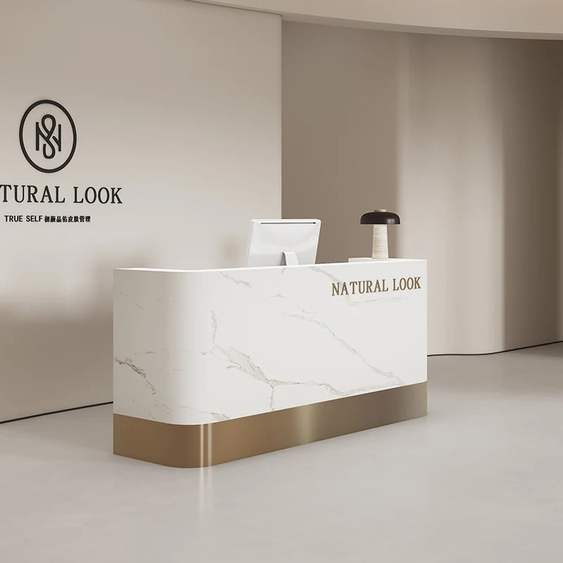 

Simple Beauty Salon Desk Table Aesthetics Medical Cashier Store Front Yoga Reception Counter Outdoor Studio Barber Bar Furniture