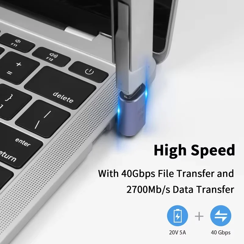 PD 100W USB4.0 40Gbps Type C 90° Degree Adapter 8K 60Hz Video OTG Adapter USB C to Type C Fast Charging Converter For Macbook - view 2