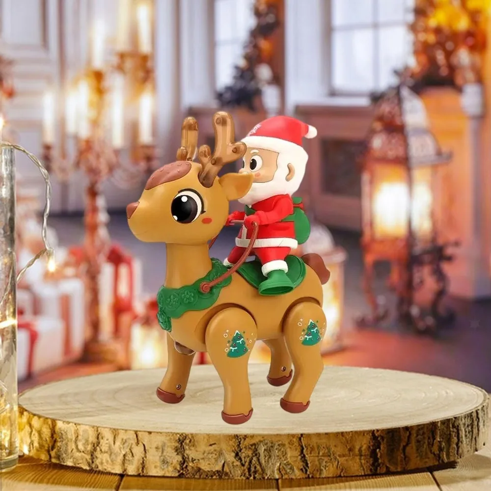 لعبة مضيئة للأطفال، لعبة سانتا كلوز الكهربائية الممتعة مع قزم للأطفال مع موسيقى وقت البطن، ألعاب الزحف هدية عيد الميلاد للأولاد والبنات