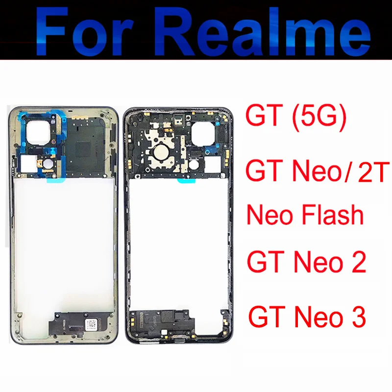 

For Realme GT Neo 2 3 GT-5G GT 2T Neo Flash Middle Frame Housing &Middle Frame Holder with Side Power Volume Buttons Repair Part