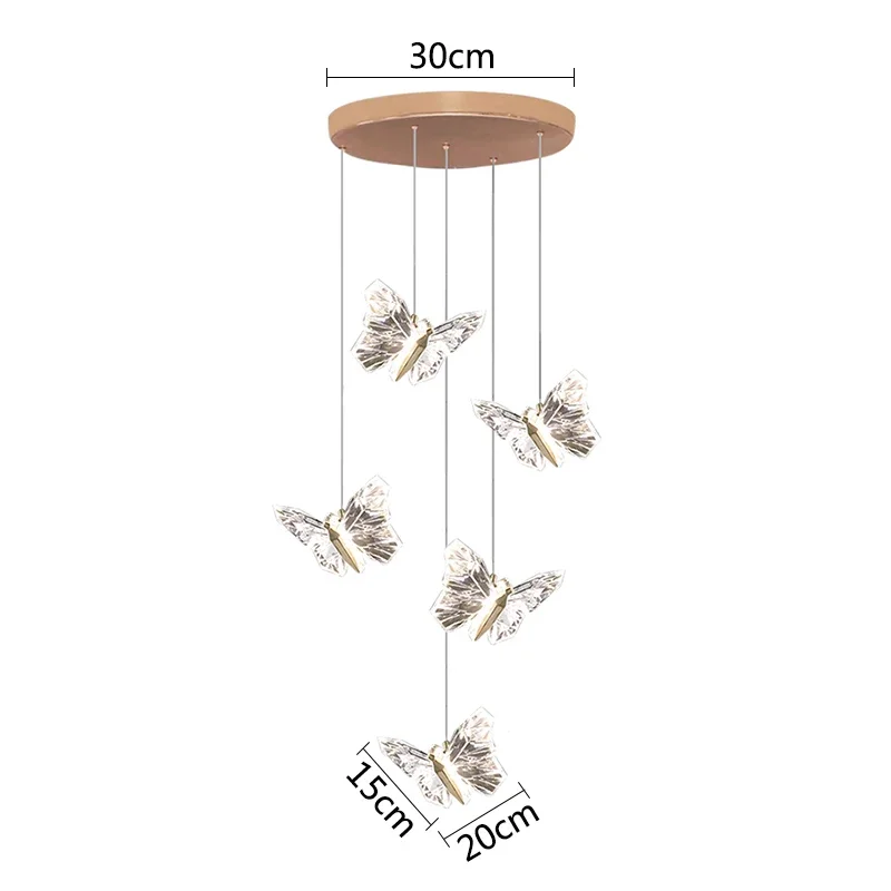Kristallen vlinderlamp Scandinavische luxe kristallen trapkroonluchters voor hotellobby vlinder kunstverlichting decoratie