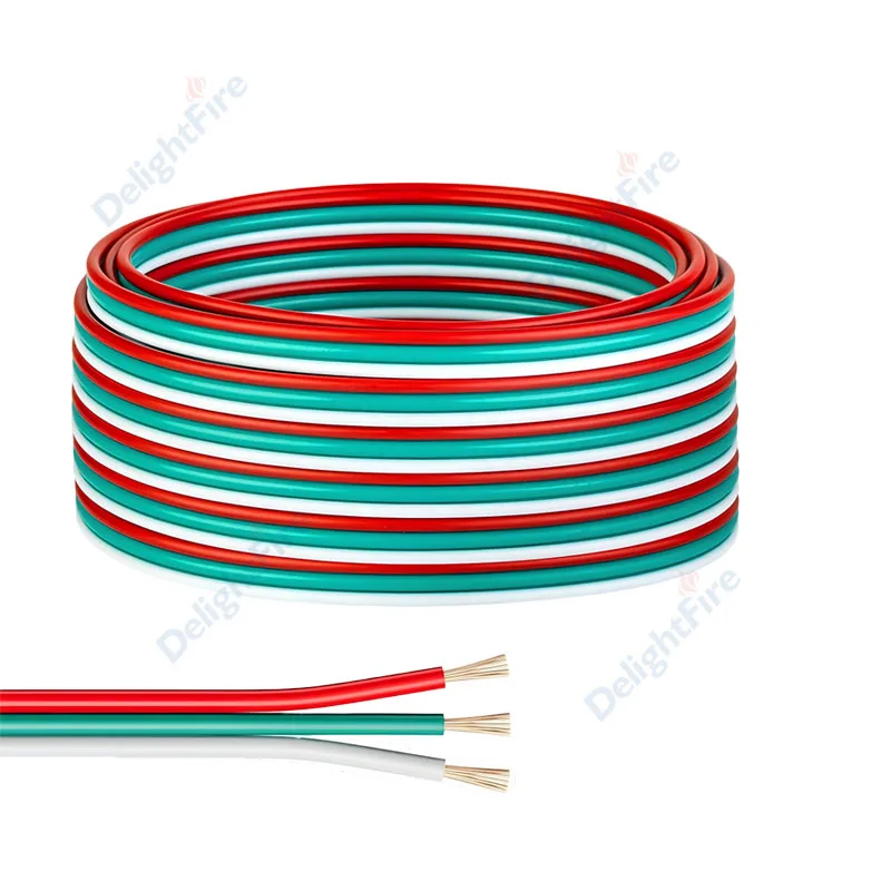 5-100m 3Pin Electrical Cable 22AWG 20AWG 18AWG Flexible LED Extension Wire For 5050 WS2811 WS2812B LED Strip Light JST Connector