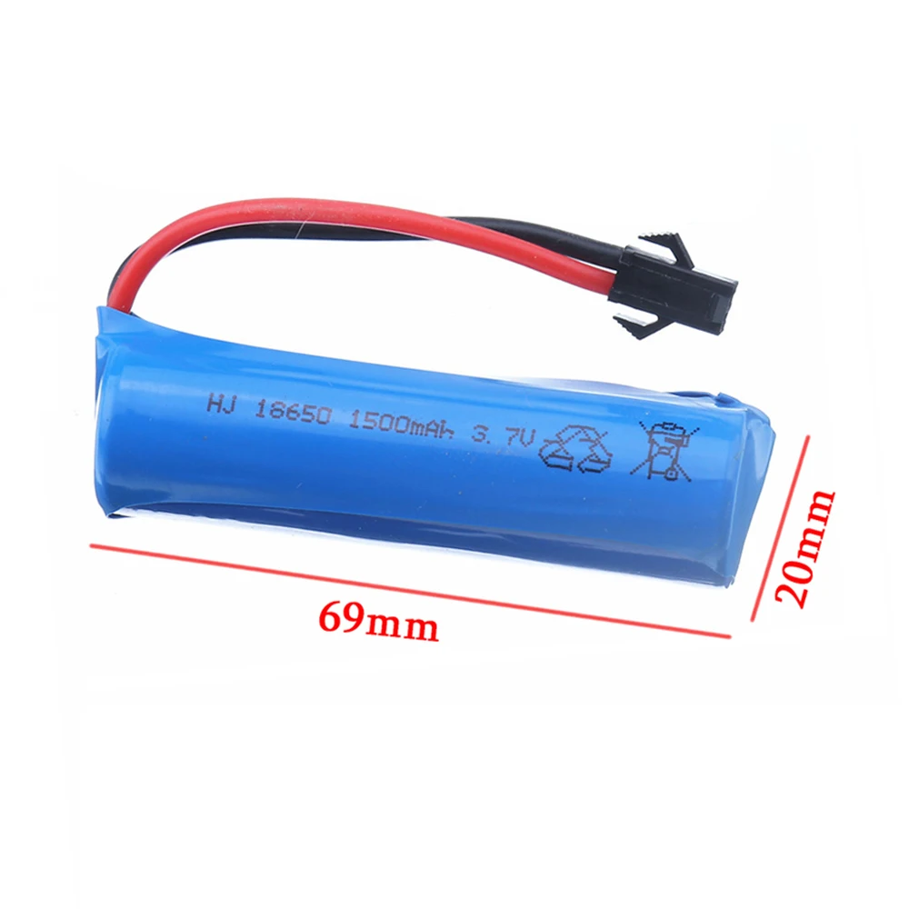 3.7v 1500mah 18650 Li-ion Battery + Charger For JJRC RC Stunt Car Q70 Q85 Toys SM Plug RC Boat Car Water soft Gun Battery Parts