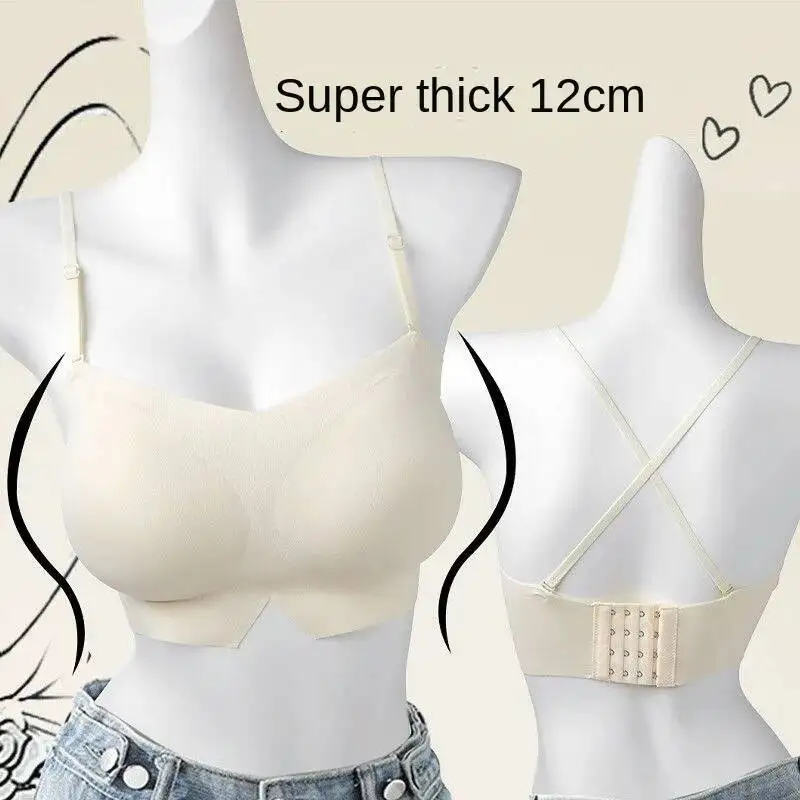 

Бесшовный ультра-толстый фиксированный цельный бесшовный бюстгальтер без бретелек с небольшой грудью, специальный бюстгальтер с эффектом комиксов, увеличивающий грудью