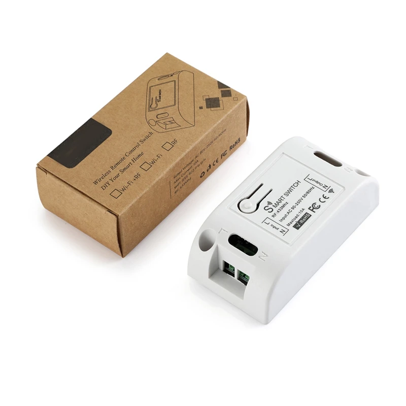 Interruttore luce intelligente Wireless RF 433Mhz controllo illuminazione interruttore intelligente AC 90-250V 10A modulo (1 W e 1 C)