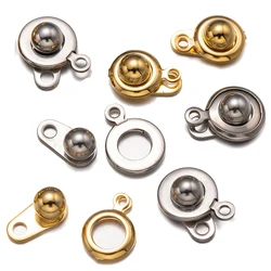 10 Sets Gold Stainless Steel Snap Button Clasps Ball Socket Fastener Connector for DIY Necklace Bracelet Jewelry Craft Making