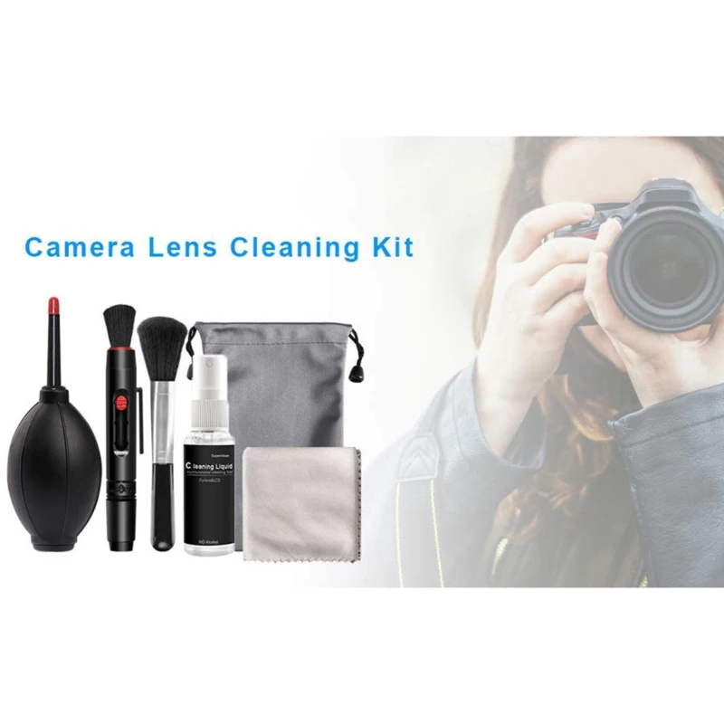 Camera Cleaning Tools Lens Sensor Cleaner with Cleaning Solution Version Lens Pen Lens Wipe Cloth Air Blower Brush 6PCS