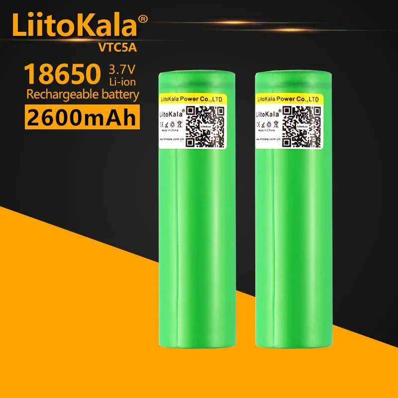 2PCS LiitoKala 18650 2600mAhVTC5A High Drain 40A 3.7V Li-ion Rechargeable Battery For Flashlight Power Tools Torch Headlamp