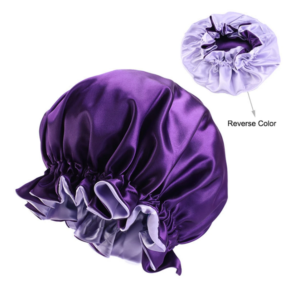 2022 New Muslim Women Night Sleep Cap Satin Elastic Bonnet Hat For Hair Care Head Cover Adjust  Loss