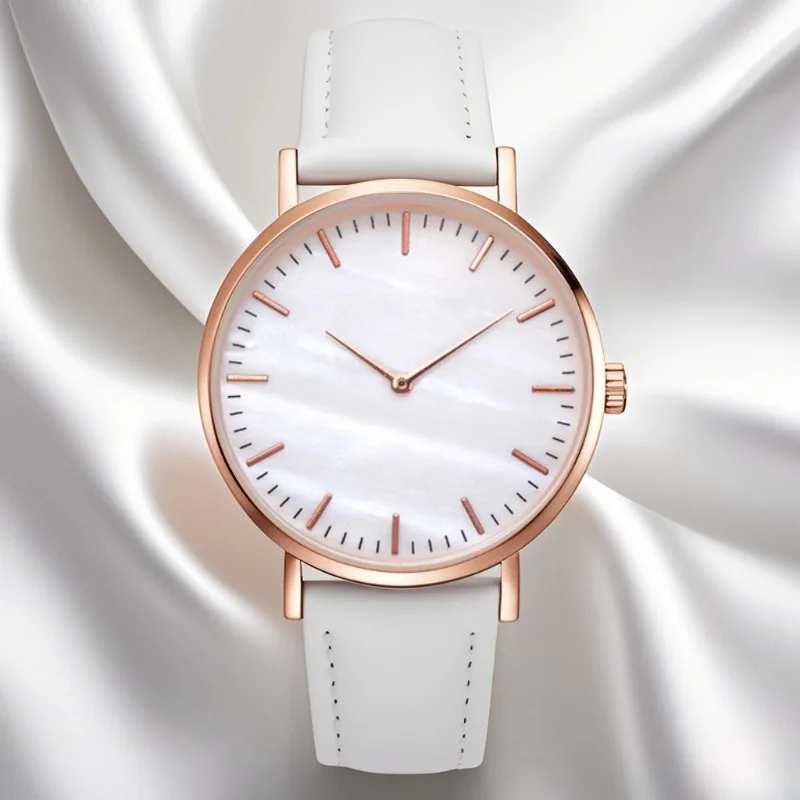 

New Fashion Women Watch Minimalism Metal Case Quartz Watches for Woman Leather Band Casual Ladies Wristwatches Clock Reloj Mujer