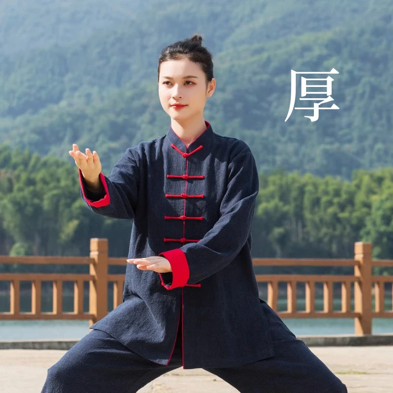2025 Premium Thickened Tai Chi Suit, Unisex Linen Cotton Winter Practice Wear, High-End Brand Uniform