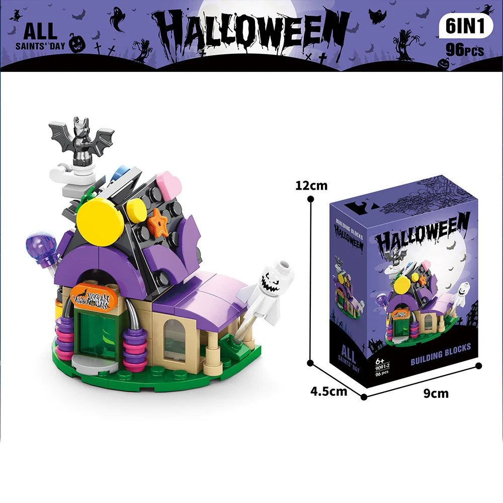 Nightmare Before Christmas Halloween  Haunted House and Ghost Train Building Blocks Set Creative Festival Toy Kit Gifts for Kids