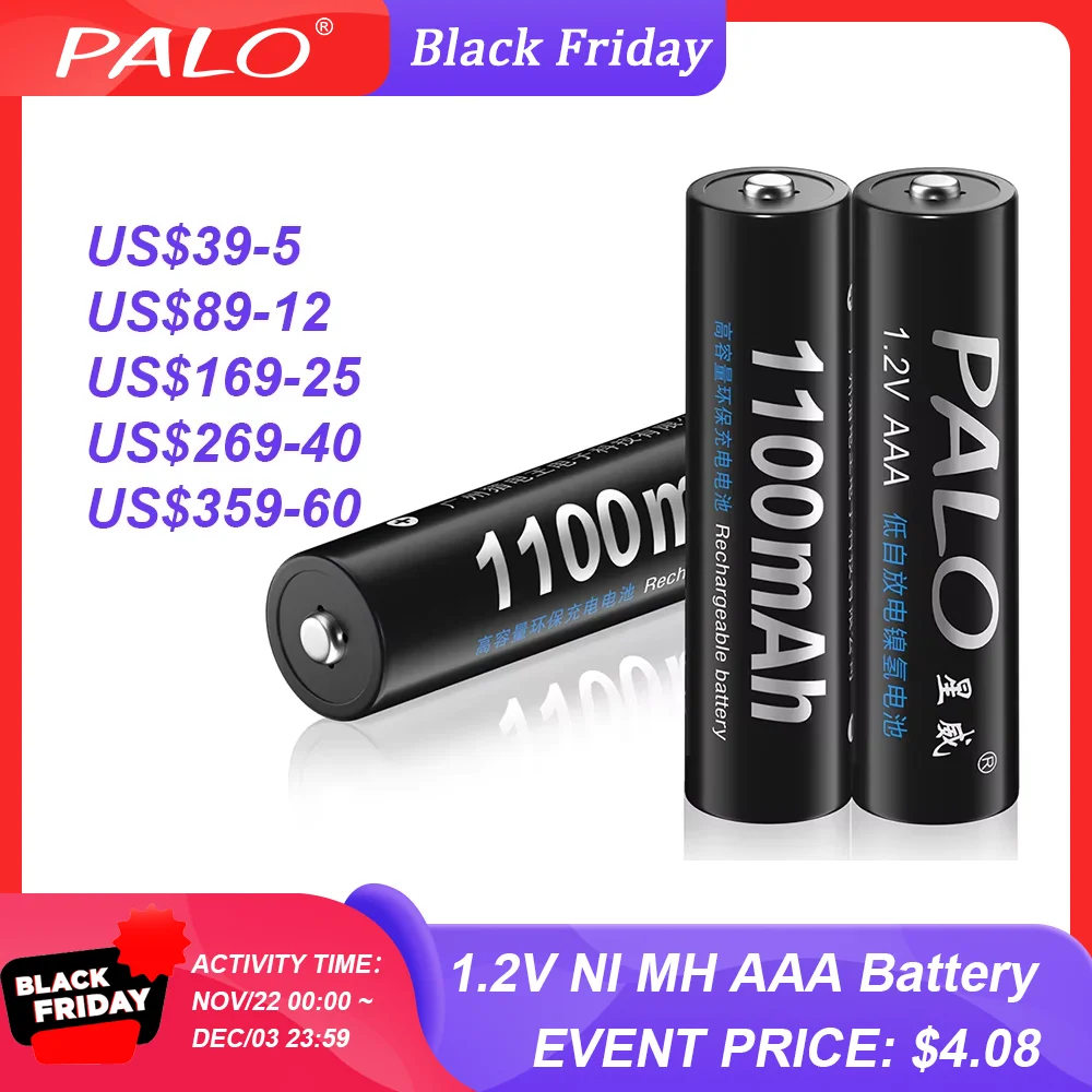 PALO 4-16 pezzi 1100mAh AAA batteria ricaricabile 1.2V Ni-MH AAA batteria ricaricabile 3A batterie batteria ricaricabile aaa batteria